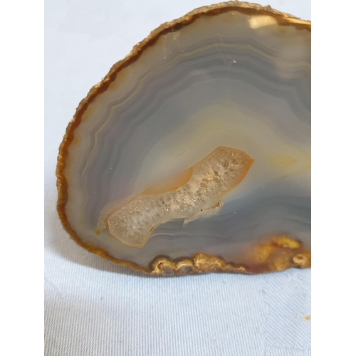 205 - Natural Quartz Stones, 1 x Geode Together with Decorative Base Stone (Approx 9cm x 7cm and 10.5cm x ... 