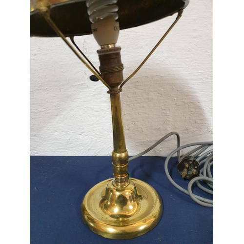 239 - Vintage Style Brass Hand Made Table Lamp with Decorative Brass Lamp Shade (H:48cm), (Un-Tested)