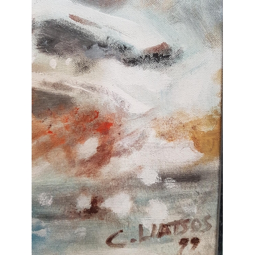 25 - Oil on Canvas, 99 in Decorative Frame by Cypriot Artist C. Liatsos (93 x 64cm)