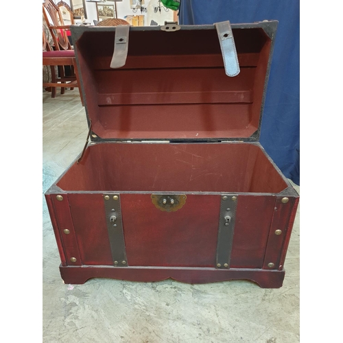 282 - Large Decorative Wood Effect Trunk with Leather an Metal Details (33.5 x 54.5 x 41cm)