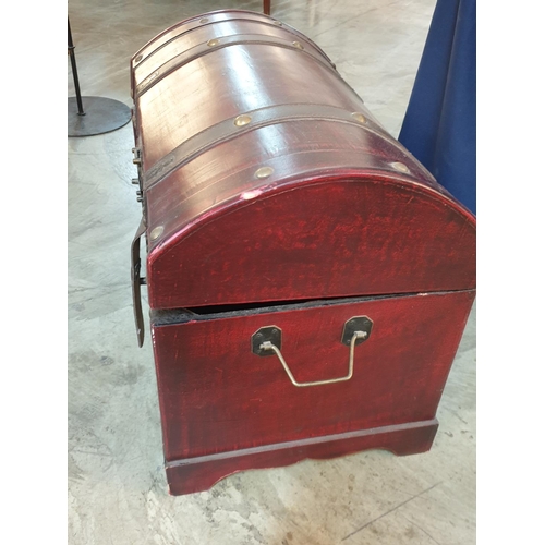 282 - Large Decorative Wood Effect Trunk with Leather an Metal Details (33.5 x 54.5 x 41cm)