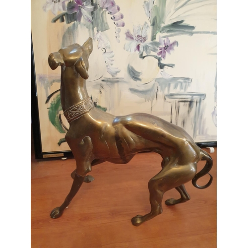 295 - Pair of Brass Hunting Dogs Figurines (1 x A/F), (38.5cm x 44.5cm & 29cm x 44cm)