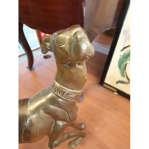 295 - Pair of Brass Hunting Dogs Figurines (1 x A/F), (38.5cm x 44.5cm & 29cm x 44cm)