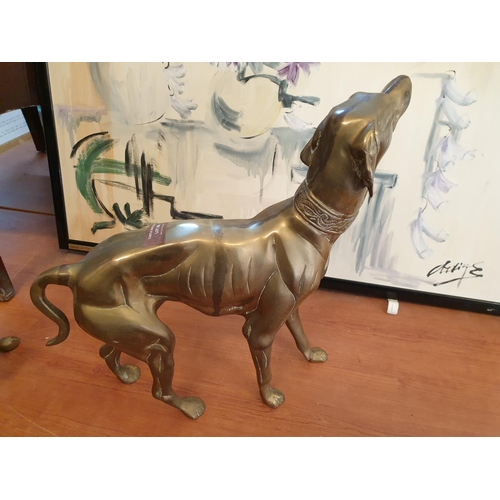 295 - Pair of Brass Hunting Dogs Figurines (1 x A/F), (38.5cm x 44.5cm & 29cm x 44cm)