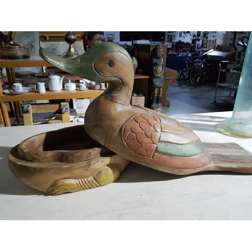 179 - Huge Wooden Duck can be used as Garden Ornament, Storage Box, Trinket Box (33 x 66cm)