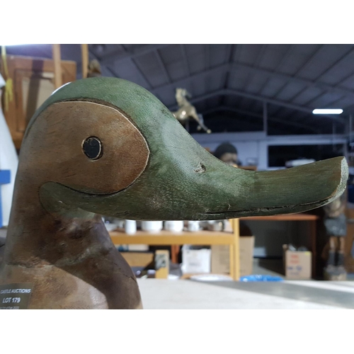 179 - Huge Wooden Duck can be used as Garden Ornament, Storage Box, Trinket Box (33 x 66cm)