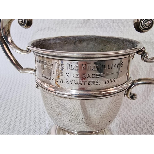 103 - Antique Sterling Silver Trophy Cup with 1906 Engraving, (Approx. H: 15cm, Ø: 10c, Weight 274g)