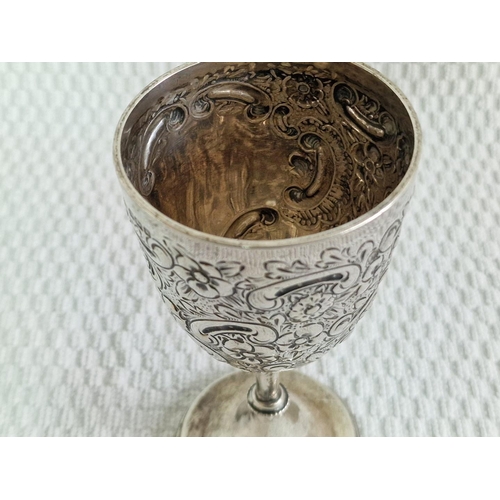 104 - Antique Sterling Silver Goblet with 1906 Engraving, Mappin & Webb, (Approx. H: 14.5cm, Weight: 113g)