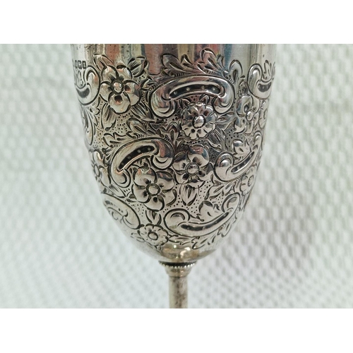 104 - Antique Sterling Silver Goblet with 1906 Engraving, Mappin & Webb, (Approx. H: 14.5cm, Weight: 113g)