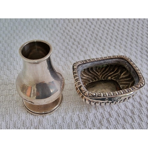 108 - Decorative Sterling Silver Salt Cellar and Small Sterling Silver Vase(?), (Total Weight Approx. 80g)... 