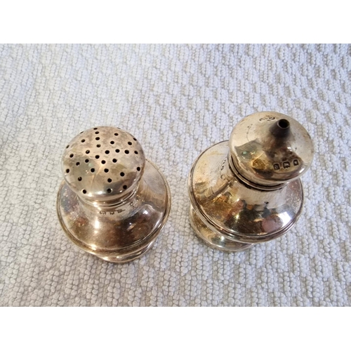 112 - Pair of Antique Sterling Silver Salt & Pepper Pots, (London, Circa 1919, Approx. H: 6cm, Total Weigh... 