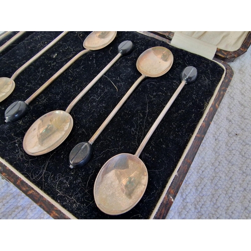 114 - Cased Set of 6 x Sterling Silver Coffee Bean Tea Spoons, (Birmingham, Circa 1927), (Approx. L: 9.5cm... 