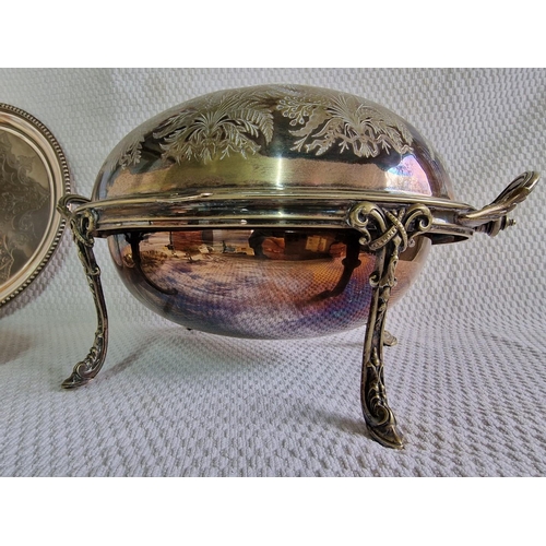 164 - Vintage Silver Plated Oval Shape Chaffing / Warming Dish (Approx. 36 x 22 x 20cm Overall), Together ... 