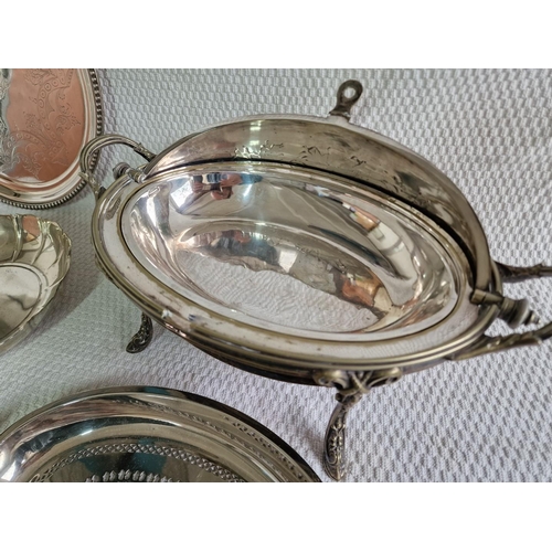 164 - Vintage Silver Plated Oval Shape Chaffing / Warming Dish (Approx. 36 x 22 x 20cm Overall), Together ... 