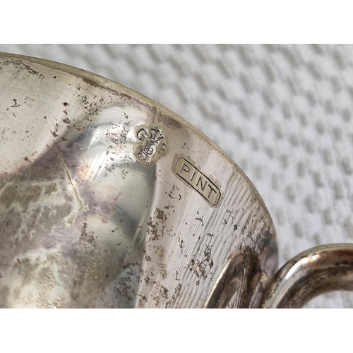 165 - Vintage Silver Plated 1 Pint Tankard with Golf Engraving, Together with Silver Plated Christening Mu... 