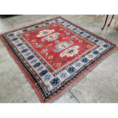 186 - Decorative Hand Made Carpet with Geometric Patterns, (Approx. 190 x 178cm)