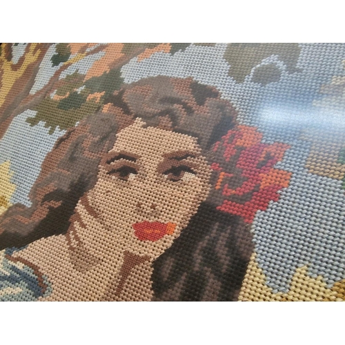 188 - Framed Tapestry of Seated Girl with Trees, (Approx. 62 x 78cm)