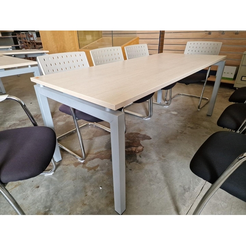 425 - Light Wood Colour Rectangular Conference / Meeting Table with Grey Metal Legs, (Approx. 180 x 80cm),... 