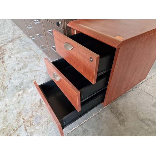 434 - Dark Cherry Wood Colour 3-Drawer Desk Pedestal Unit, (Approx. 42 x 57 x 56cm)