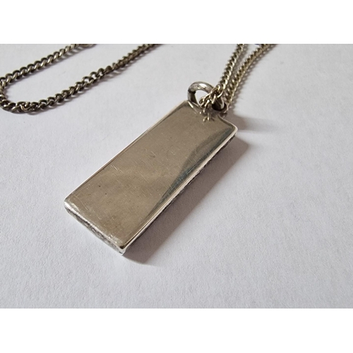 45 - Sterling Silver Ingot Pendant on White Metal Chain (Ingot Approx. 16.5g, H: 3.6cm / Chain, L: 44cm)