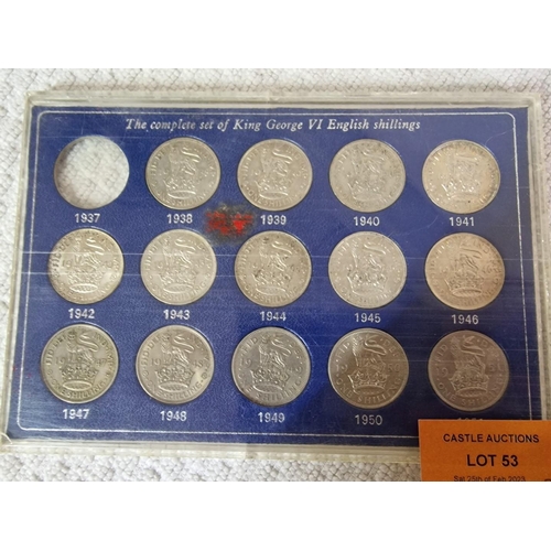 53 - 2 x King George VI Coin Sets; English Shillings and Scottish Shillings from 1937 - 1951 (Nb. One Coi... 