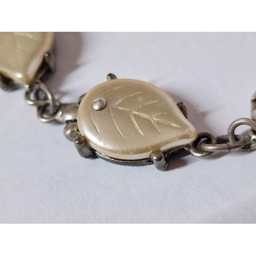 63 - Vintage 'Babylone' Bracelet, Silver Tone with Mother of Pearl(?) Leaves, Together with White Metal L... 