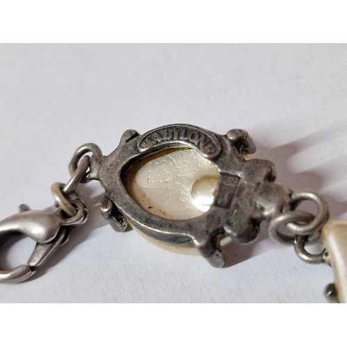 63 - Vintage 'Babylone' Bracelet, Silver Tone with Mother of Pearl(?) Leaves, Together with White Metal L... 