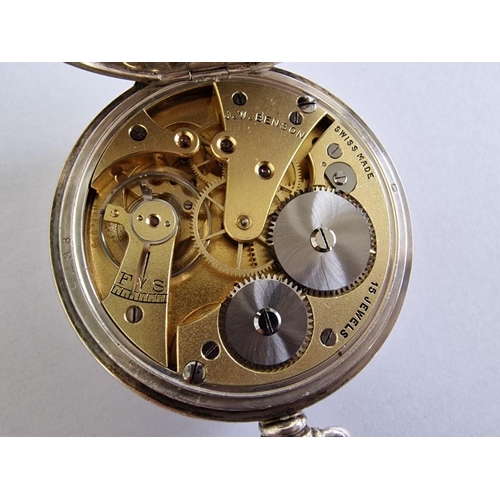 132 - Antique Sterling Silver Benson Open Face Pocket Watch with White Face & Numerical Hour Markers, Swis... 