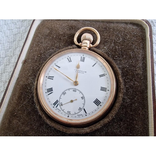 133 - Antique 9ct Gold Benson Open Face Pocket Watch, Manual Wind Adjustable Movement, Swiss Made, * Runni... 