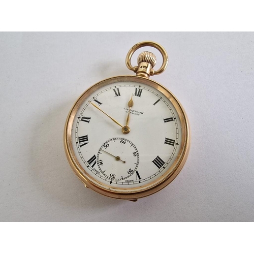 133 - Antique 9ct Gold Benson Open Face Pocket Watch, Manual Wind Adjustable Movement, Swiss Made, * Runni... 