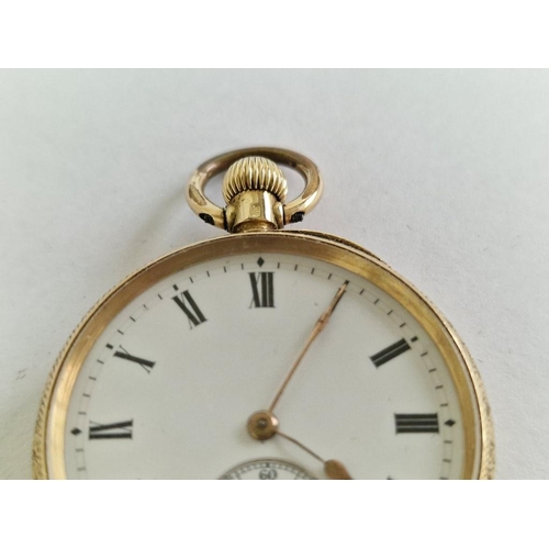 134 - Antique 18ct Gold Benson (London) Open Face Ladies Fob / Pocket Watch with Decorative Case, Lever Se... 