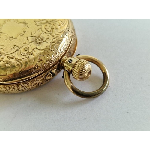 134 - Antique 18ct Gold Benson (London) Open Face Ladies Fob / Pocket Watch with Decorative Case, Lever Se... 