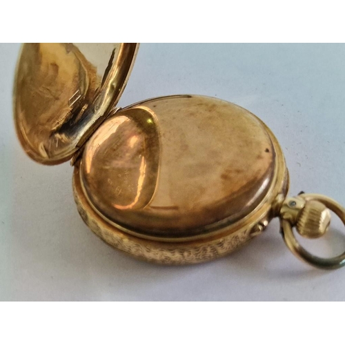 134 - Antique 18ct Gold Benson (London) Open Face Ladies Fob / Pocket Watch with Decorative Case, Lever Se... 