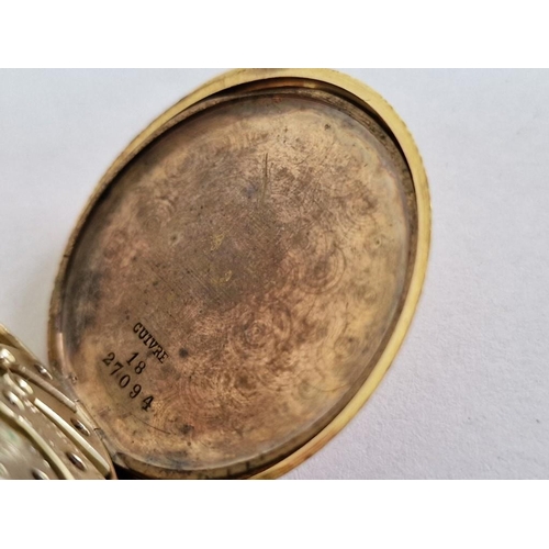 134 - Antique 18ct Gold Benson (London) Open Face Ladies Fob / Pocket Watch with Decorative Case, Lever Se... 