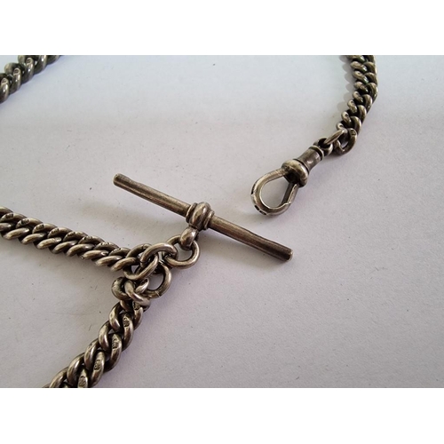 135 - Antique Sterling Silver Albert / Pocket Watch Chain with Decorative Maltese Cross Fob, (Birmingham H... 