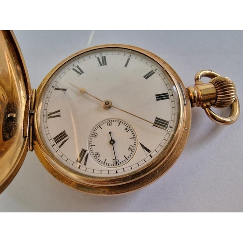 136 - Antique Gold Plated Waltham Full Hunter Pocket Watch, Manual Wind Adjustable Movement (No. 12622357,... 