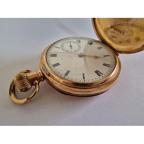 136 - Antique Gold Plated Waltham Full Hunter Pocket Watch, Manual Wind Adjustable Movement (No. 12622357,... 