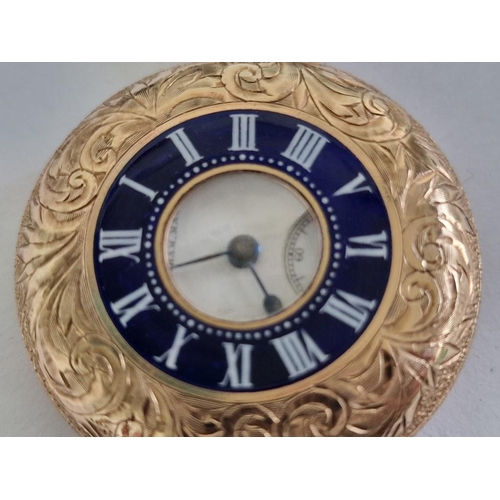 137 - Antique 9ct Gold Waltham 'Lady Waltham' Half Hunter Pocket Watch, Decorative Case with Blue Enamel R... 