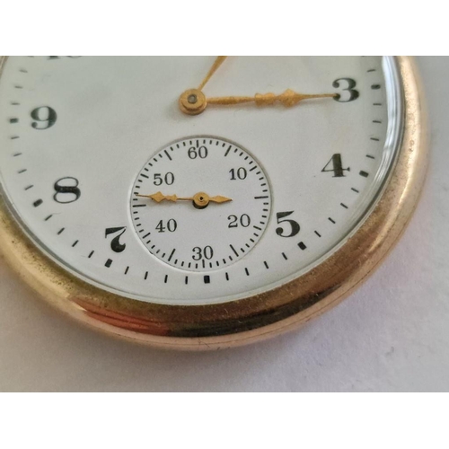 141 - Antique 14ct Gold Filled Elgin Open Face Pocket Watch with Decorative Case, Manual Wind Adjustable M... 