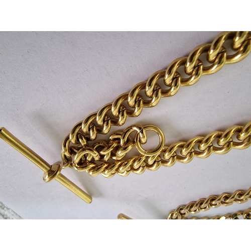 142 - 2 x Gold Plated(?) Yellow Metal Albert / Pocket Watch Chains, (2)