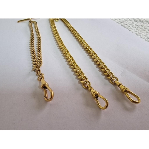 142 - 2 x Gold Plated(?) Yellow Metal Albert / Pocket Watch Chains, (2)