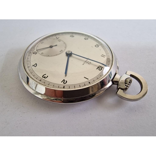 144 - Vintage Omega Pocket Watch in White Metal Slimline Case * Running When Lotted *, (Approx. Case Size ... 