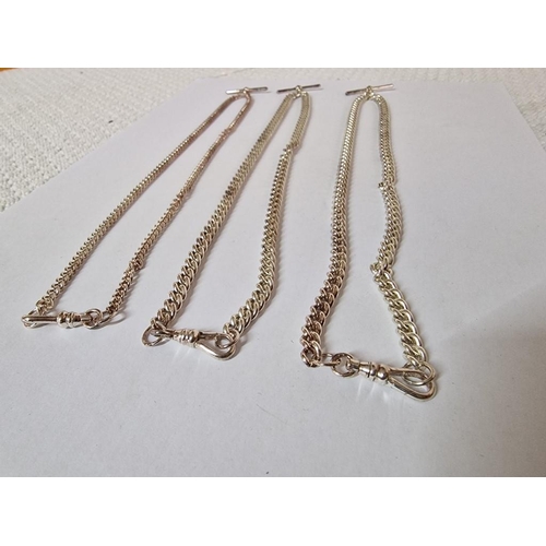 146 - 3 x White Metal Albert / Pocket Watch Chains, (3)