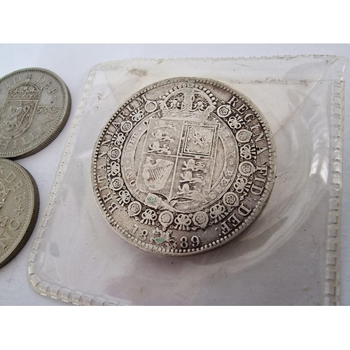 155 - Collection of Early English Coins, Incl. Sterling Silver 1889 Half Crown, 500 Silver 1944 One Shilli... 