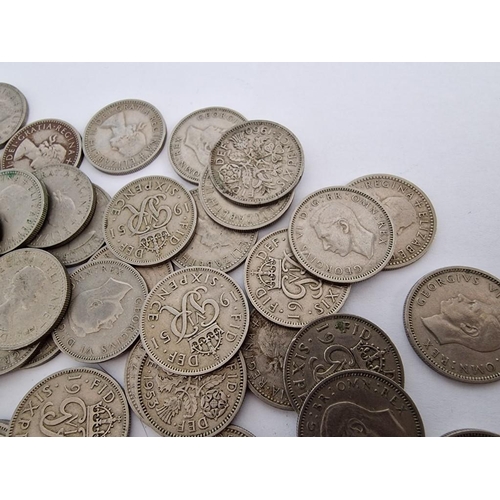 157 - Large Collection of Vintage British Six Pence Coins