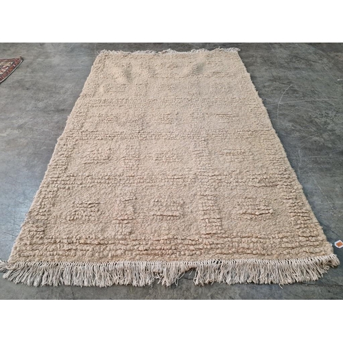 304 - Large Thick / Heavy Woollen Carpet in Cream Colour with Square Pattern, (Approx. 260 x 175cm)