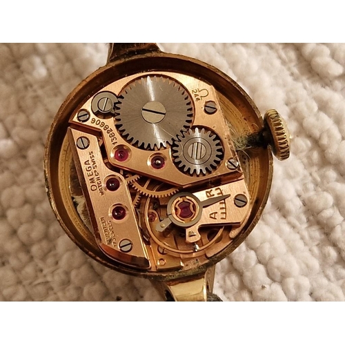 58 - Vintage 9ct Gold Ladies Omega Cocktail Watch, Art Deco Style with #244 Calibre Movement with Serial ... 