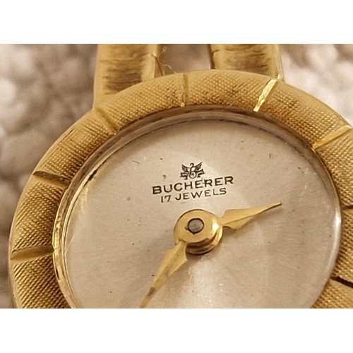 59 - 18ct Gold Bucherer Ladies Cocktail Watch, Swiss Made, 17 Jewells, Manual Wind, in 17mm Round Case on... 