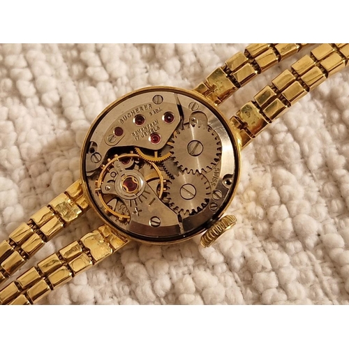 59 - 18ct Gold Bucherer Ladies Cocktail Watch, Swiss Made, 17 Jewells, Manual Wind, in 17mm Round Case on... 