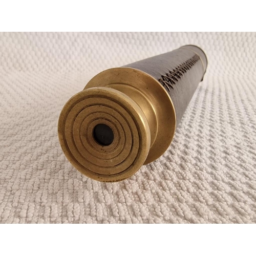 99 - 3-Draw Brass and Leather Telescope, (Approx. L: 27cm - 60cm Open, Ø: 4.8cm)